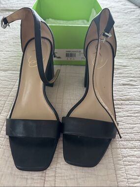 Sam Edelman Black Block Heel Ankle-Strap Sandals